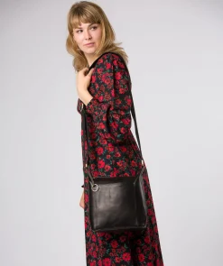 Indigo' Black Leather Shoulder Bag