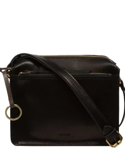 Isla' Black Leather Cross Body Bag