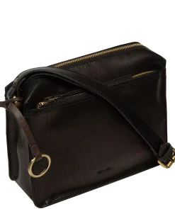 Isla' Black Leather Cross Body Bag