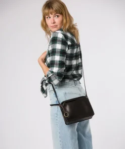 Isla' Black Leather Cross Body Bag