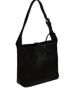 Isola' Black Leather Tote Bag