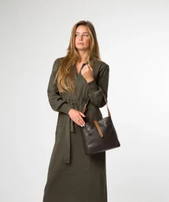 Isola' Espresso & Rich Tan Leather Tote Bag