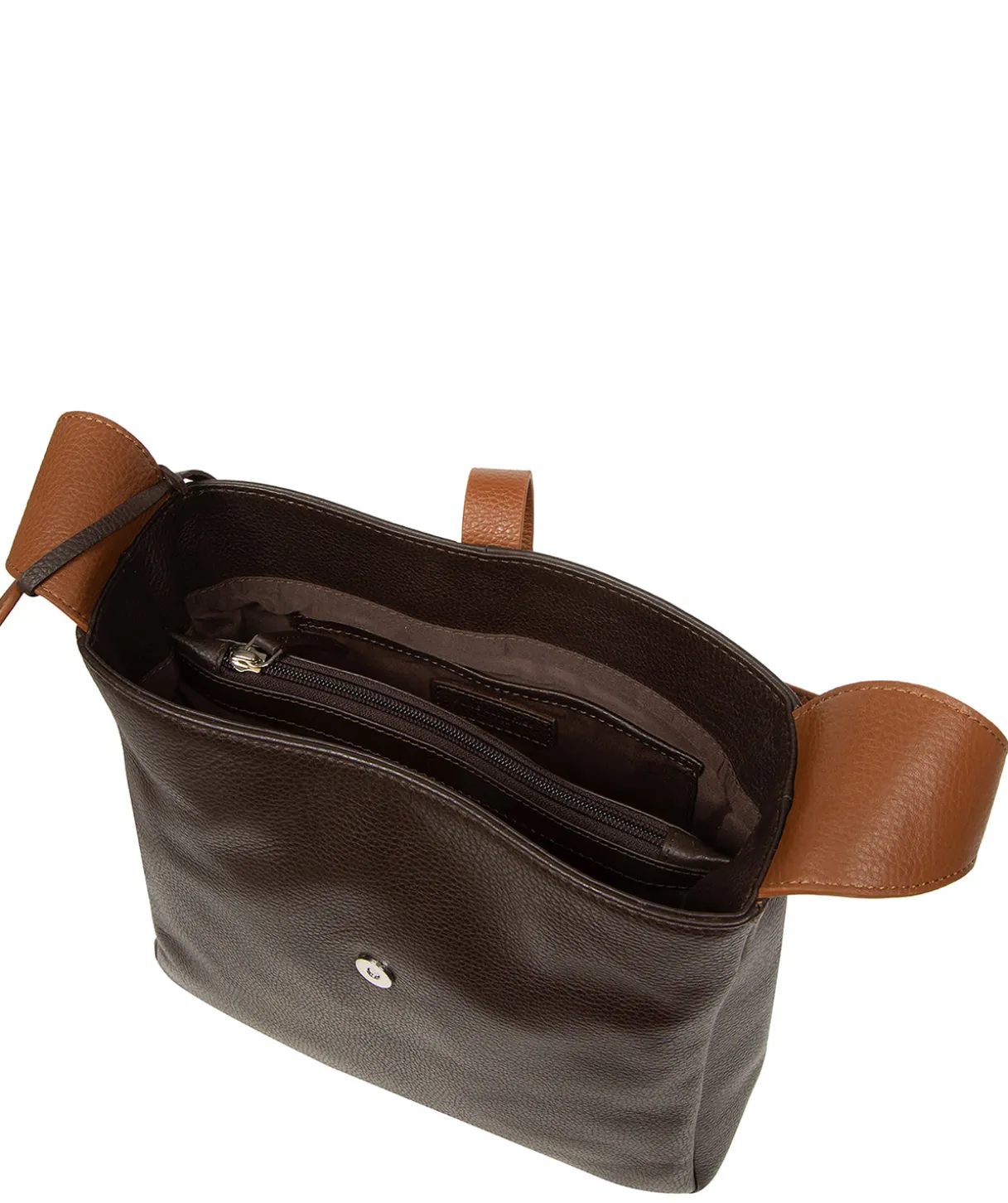 Isola' Espresso & Rich Tan Leather Tote Bag