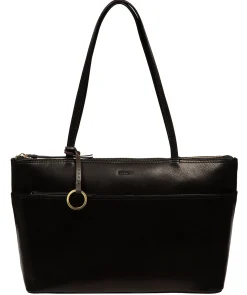 Isolde' Black Leather Tote Bag