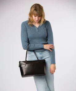 Isolde' Black Leather Tote Bag