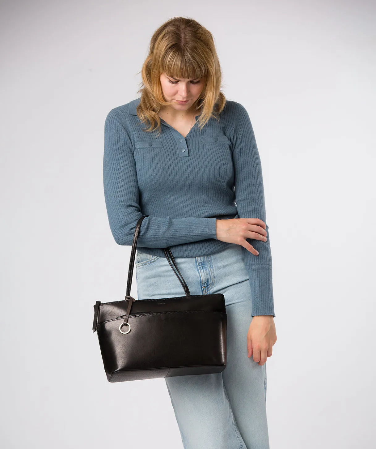 Isolde' Black Leather Tote Bag