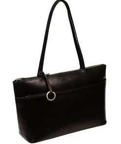 Isolde' Black Leather Tote Bag