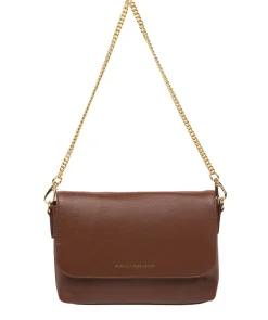 Jazmine' Dark Tan Nappa Leather Grab Clutch Bag