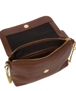 Jazmine' Dark Tan Nappa Leather Grab Clutch Bag