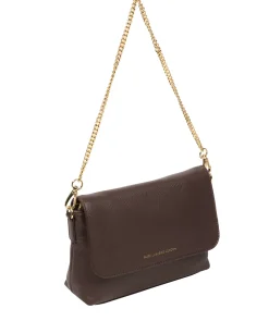 Jazmine' Hot Fudge Nappa Leather Grab Clutch Bag