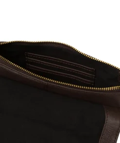 Jazmine' Hot Fudge Nappa Leather Grab Clutch Bag