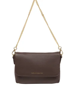Jazmine' Hot Fudge Nappa Leather Grab Clutch Bag