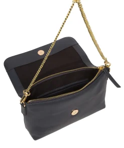 Jazmine' Navy Nappa Leather Grab Clutch Bag