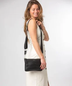 Jessamine' Black Leather Cross Body Bag