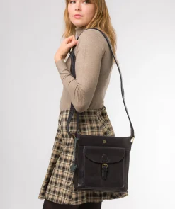 Josephine' Navy Leather Shoulder Bag