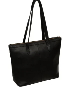 Katya' Black Leather Tote Bag