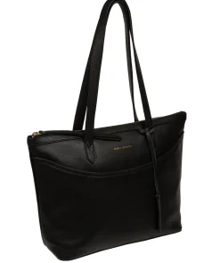 Katya' Black Leather Tote Bag