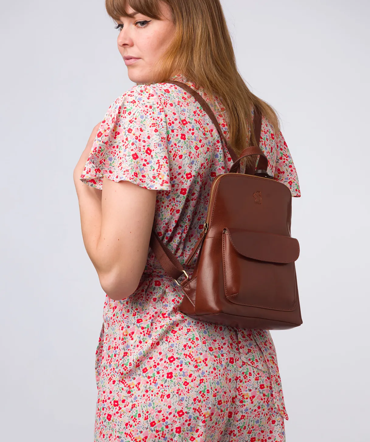 Kerrie' Conker Brown Leather Backpack