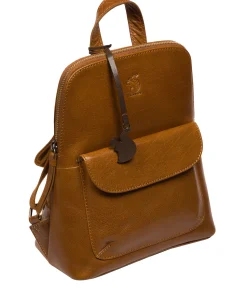 Kerrie' Dark Tan Leather Backpack