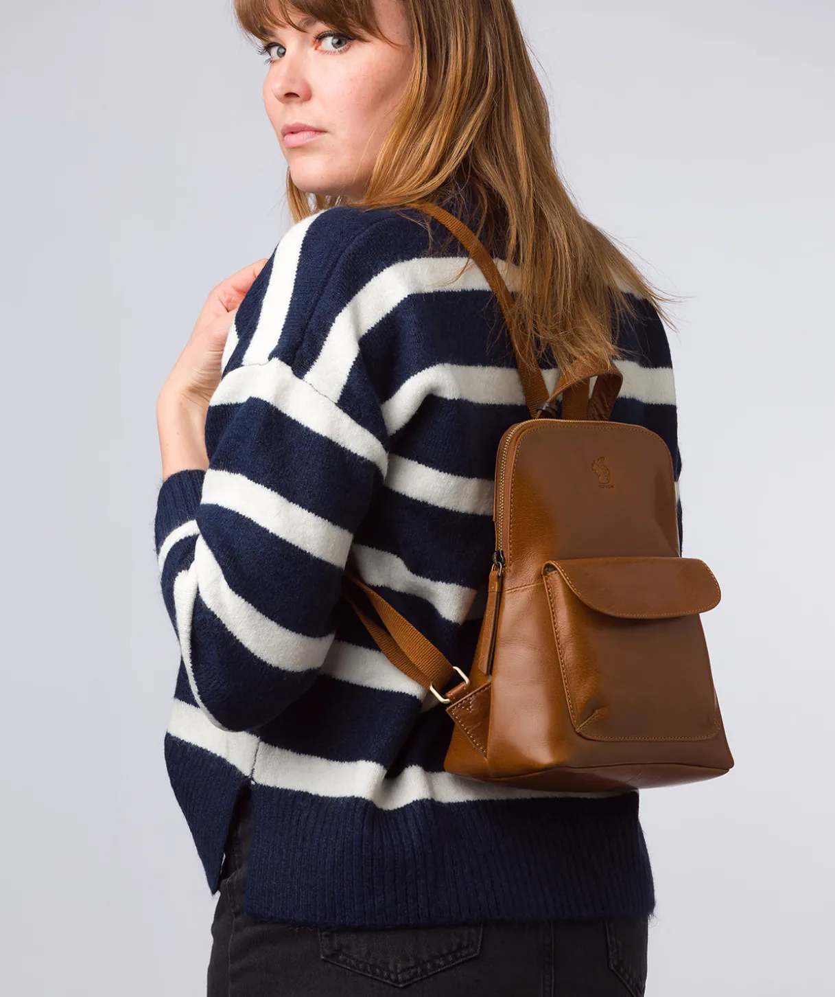 Kerrie' Dark Tan Leather Backpack
