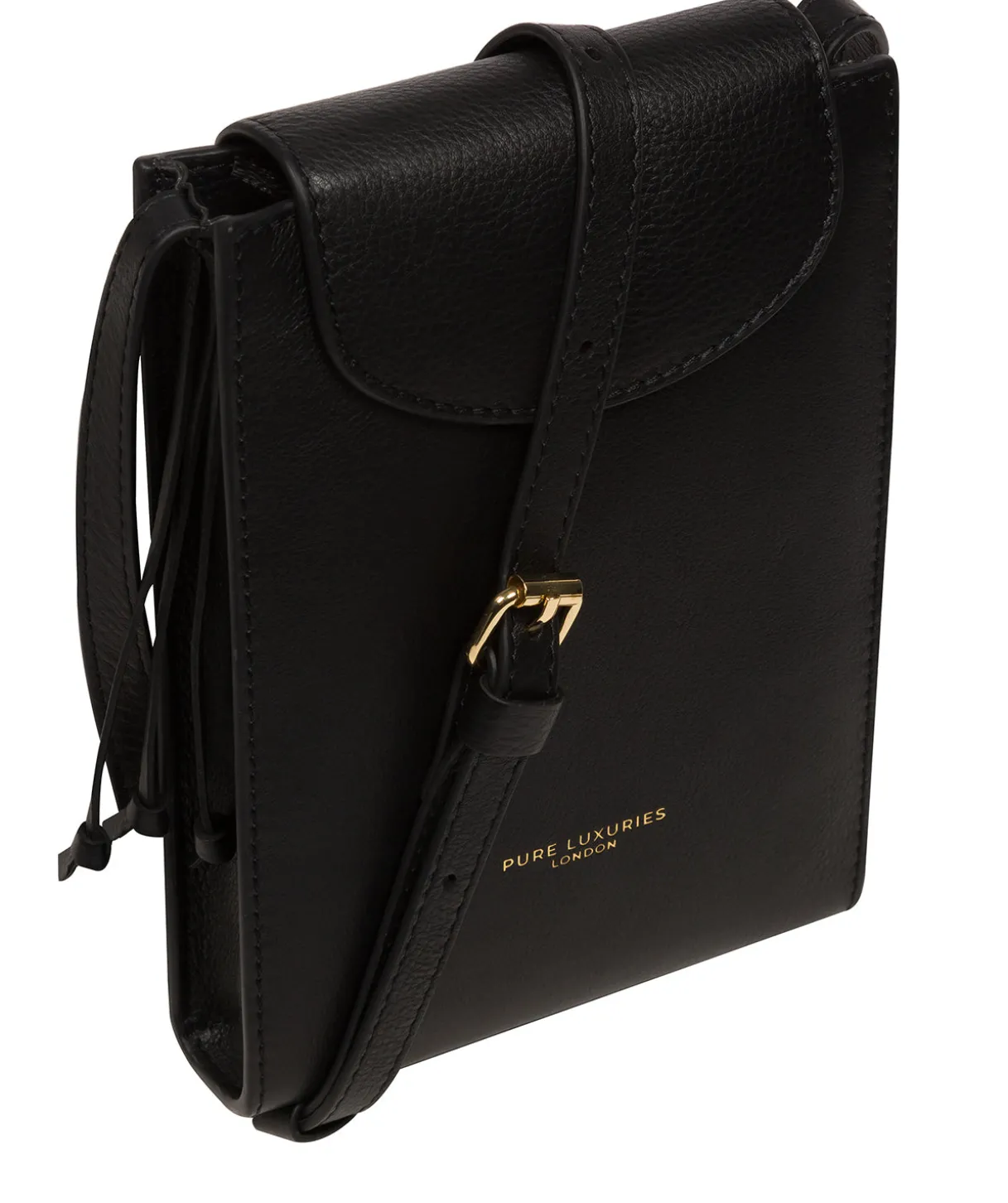 Kiana' Black Nappa Leather Cross Body Phone Bag