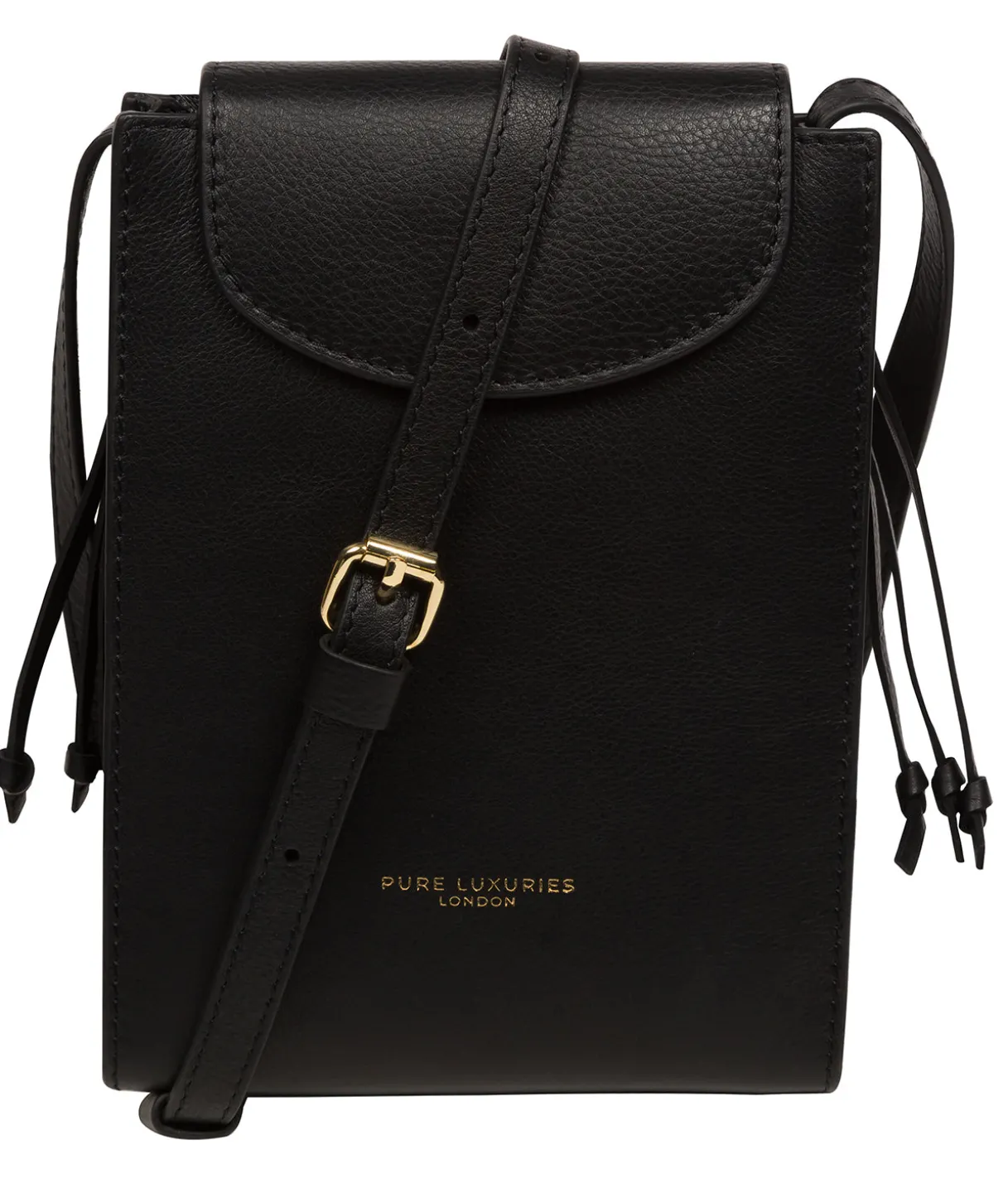 Kiana' Black Nappa Leather Cross Body Phone Bag