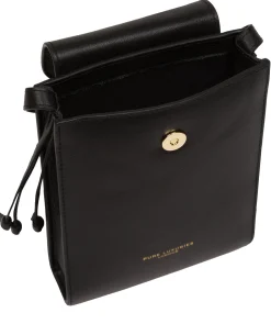 Kiana' Black Nappa Leather Cross Body Phone Bag