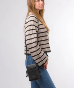 Kiana' Black Nappa Leather Cross Body Phone Bag