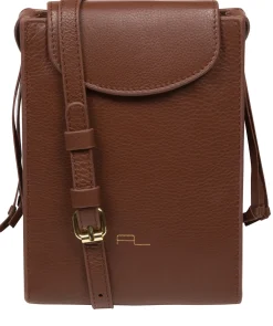 Kiana' Dark Tan Nappa Leather Cross Body Phone Bag