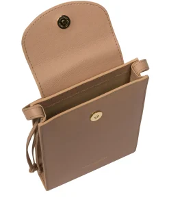 Kiana' Latte Nappa Leather Cross Body Phone Bag