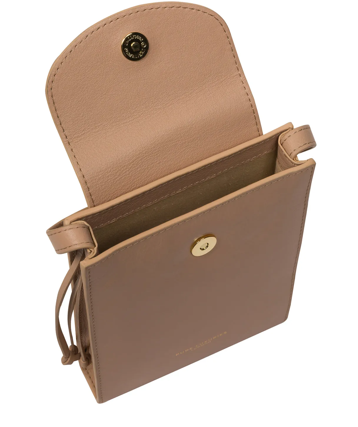 Kiana' Latte Nappa Leather Cross Body Phone Bag
