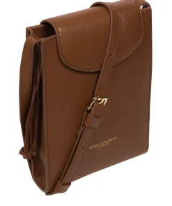 Kiana' Tan Nappa Leather Cross Body Phone Bag