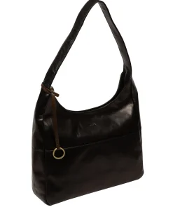 Kyra' Black Leather Tote Bag