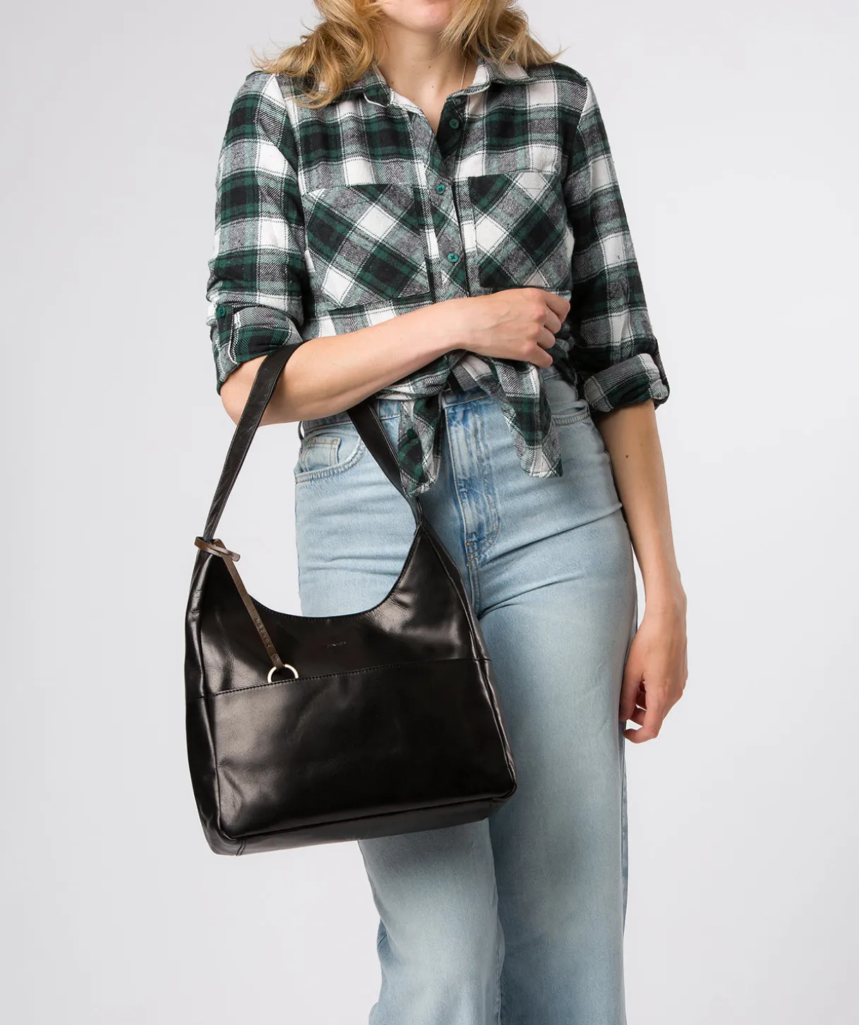 Kyra' Black Leather Tote Bag
