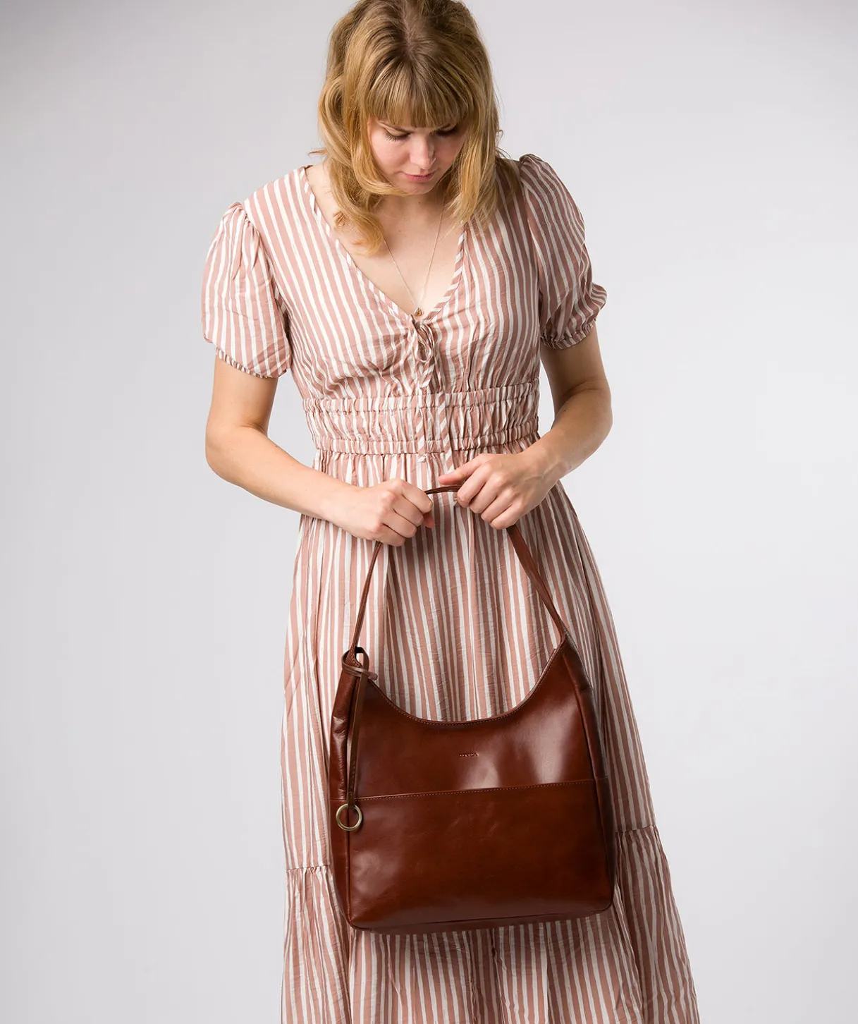 Kyra' Conker Brown Leather Tote Bag