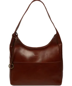 Kyra' Conker Brown Leather Tote Bag