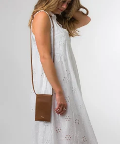 Lana' Chestnut Nappa Leather Cross Body Phone Bag