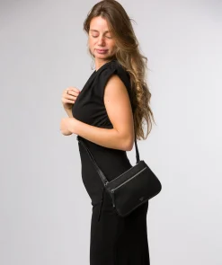 Laurel' Black Leather Cross Body Phone Bag