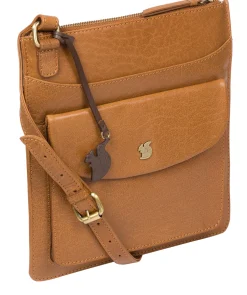 Lauryn' Dark Tan Leather Cross Body Bag