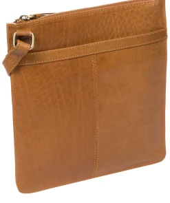 Lauryn' Dark Tan Leather Cross Body Bag