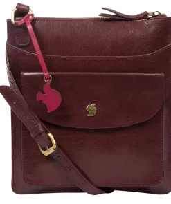 Lauryn' Plum Leather Cross Body Bag