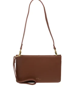 Layla' Dark Tan Nappa Leather Grab Clutch Phone Bag