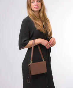 Layla' Dark Tan Nappa Leather Grab Clutch Phone Bag