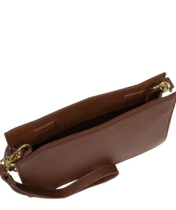 Layla' Dark Tan Nappa Leather Grab Clutch Phone Bag
