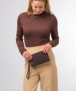 Layla' Hot Fudge Nappa Leather Grab Clutch Phone Bag
