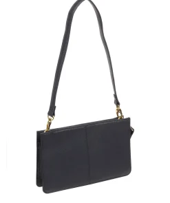 Layla' Navy Nappa Leather Grab Clutch Phone Bag