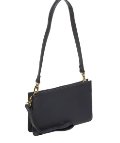 Layla' Navy Nappa Leather Grab Clutch Phone Bag