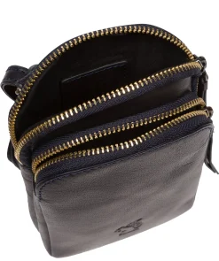 Leia' Navy Leather Cross Body Phone Bag