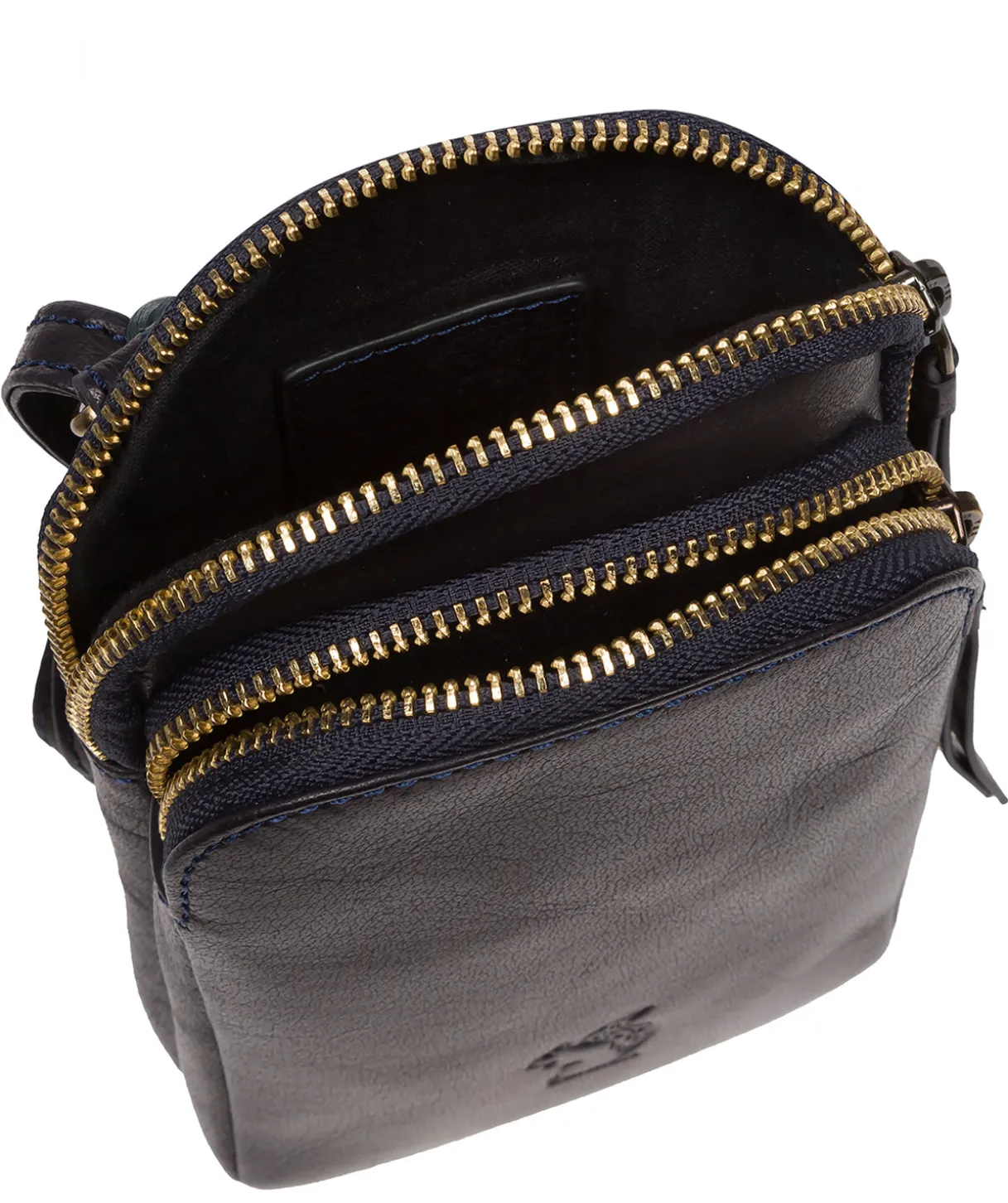 Leia' Navy Leather Cross Body Phone Bag