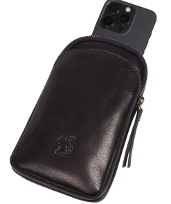 Leia' Navy Leather Cross Body Phone Bag